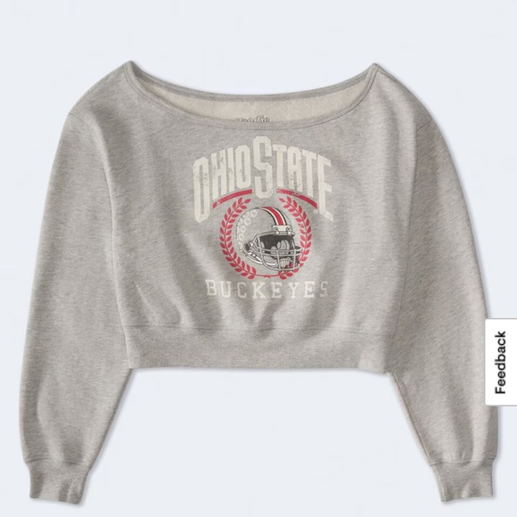 Aeropostale Tops - Aeropostale Gray Ohio State Buckeyes Cropped Off the Shoulder Sweatshirt